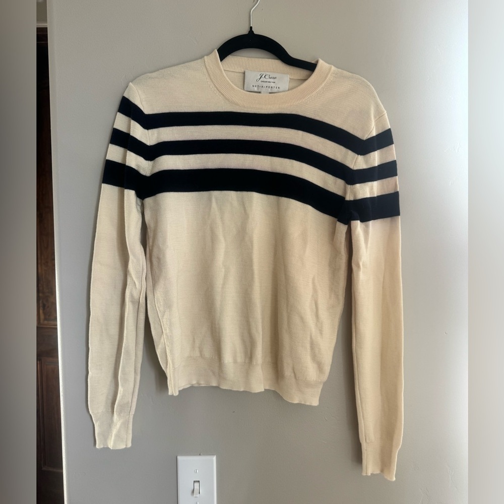 J.Crew Net-A-Porter Merino Wool Stripe Sweater Breton Parisian Coastal Classic M